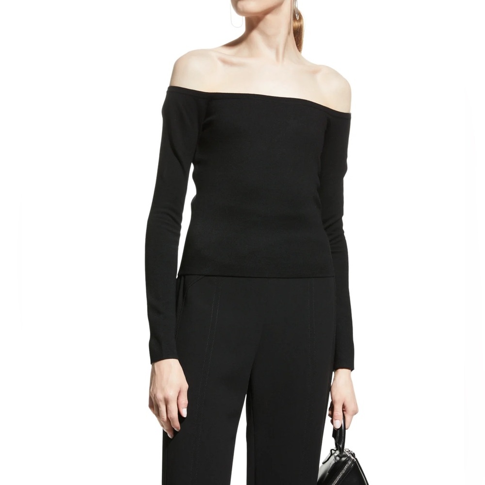 GABRIELA HEARST Black Ameri off-shoulder wool and silk top